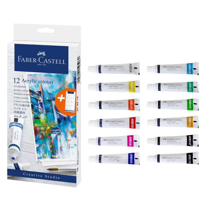 Akrilne barve 20 ml FABER CASTELL CREATIVE STUDIO ACRYLIC COLOURS set 12/1 272247