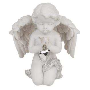Angel klečeči iz poliresina s kristalnim srcem 6x7,5 cm 937184