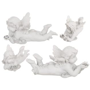Angel ležeči iz poliresina s kristalnim srcem 16x7 cm 937176