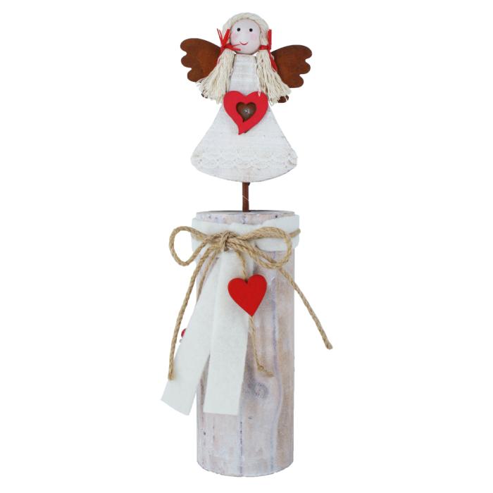 Angel na lesenem podstavku s srčkom 14912