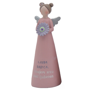 Angel keramični 12,5 cm LJUBA BABICA, V TVOJEM SRCU CVETI LJUBEZEN SIANG13599