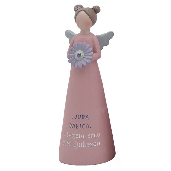 Angel keramični 12,5 cm LJUBA BABICA, V TVOJEM SRCU CVETI LJUBEZEN SIANG13599