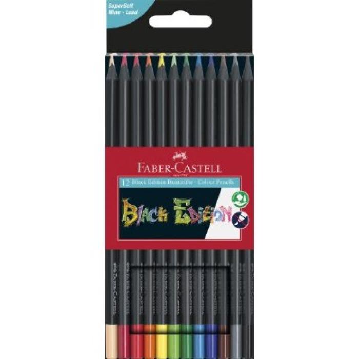 Barvice trikotne črn les FABER CASTELL BLACK WOOD EDITION set 12/1