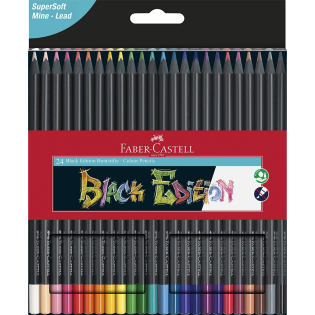 Barvice trikotne črn les FABER CASTELL BLACK WOOD EDITION set 24/1