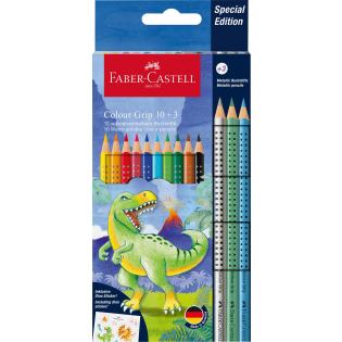 Barvice z nalepkami dinozavri FABER CASTELL GRIP DINOZAVER set 13/1 272559