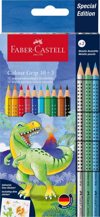 Barvice z nalepkami dinozavri FABER CASTELL GRIP DINOZAVER set 13/1 272559