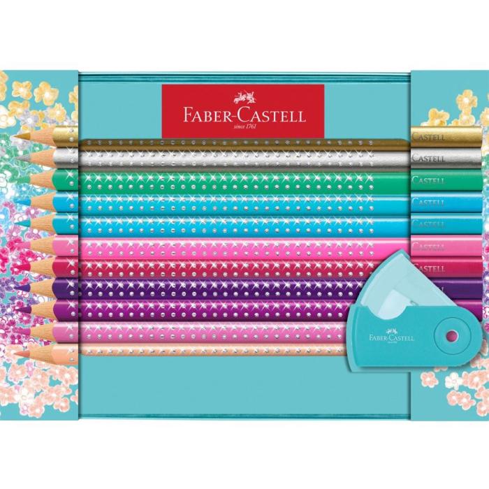 Barvice z ble&scaron;čicami in &scaron;ilček FABER CASTELL GRIP SPARKLE set 20/1