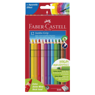 Barvice in &scaron;ilček FABER CASTELL JUMBO GRIP set 12/1