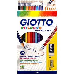 Barvice z radirkami in &scaron;ilčkom GIOTTO STILNOVO CANCELLABILE set 10/1