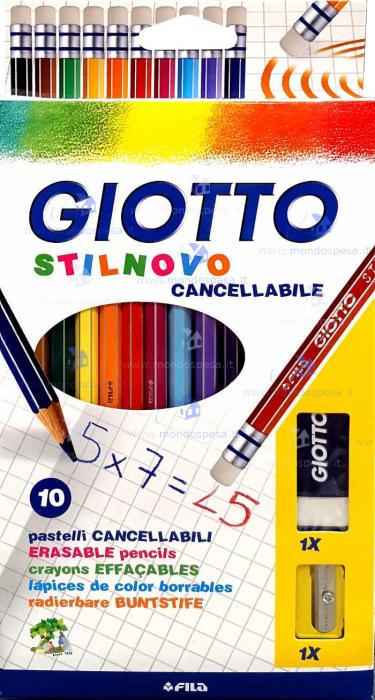 Barvice z radirkami in &scaron;ilčkom GIOTTO STILNOVO CANCELLABILE set 10/1