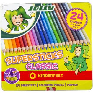 Barvice v pločevinasti embalaži JOLLY KINDERFEST SUPERSTICKS CLASSIC set 24/1