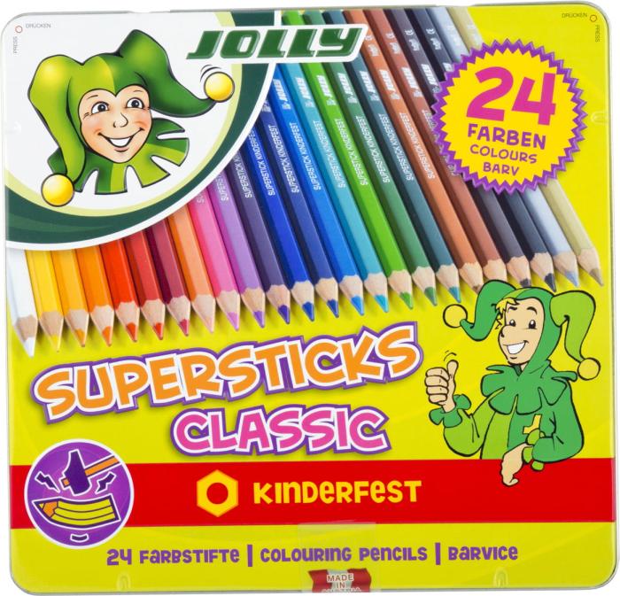 Barvice v pločevinasti embalaži JOLLY KINDERFEST SUPERSTICKS CLASSIC set 24/1