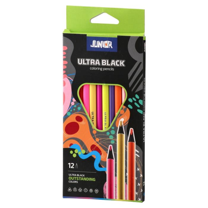 Barvice trikotne JUNIOR ULTRA BLACK WOOD COLORING PENCILS set 12/1 130211