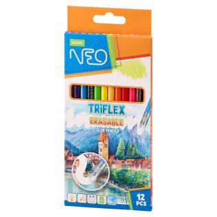 Barvice z radirkami NEO SAZIO TRIFLEX set 12/1 102116