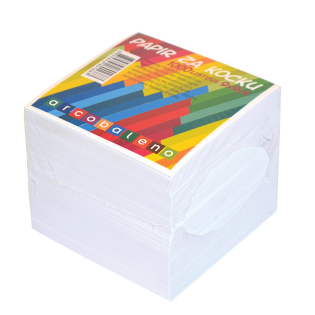 Blok kocka papirnata bele barve 9x9x9 cm 1000 listov ARCOBALENO