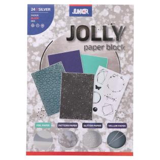 Papir za scrapbook kraft blok srebrni odtenki JUNIOR JOLLY CRAFT PAPER BLOCK SILVER MIX set 24/1 137983