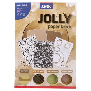 Papir za scrapbook kraft blok zlati odtenki JUNIOR JOLLY CRAFT PAPER BLOCK GOLD MIX set 24/1 137985
