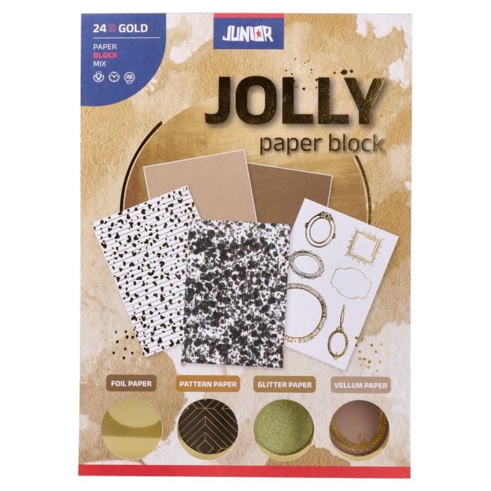 Papir za scrapbook kraft blok zlati odtenki JUNIOR JOLLY CRAFT PAPER BLOCK GOLD MIX set 24/1 137985