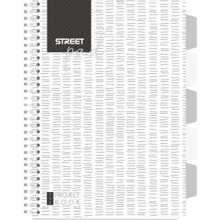 Zvezek blok A4 projektni črtni 100 listni s pregradami STREET PAD WHITE PROJECT BOOK 67120