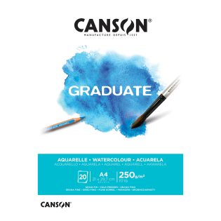 Akvarelni risalni blok skicirka 20 listni 250 g cold pressed CANSON GRADUATE AQUARELL