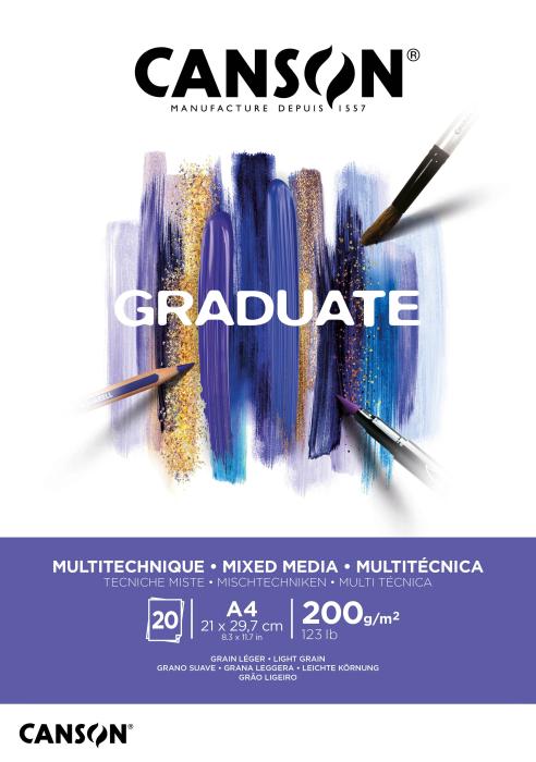 Risalni blok skicirka za me&scaron;ano tehniko 20 listni 200 g CANSON GRADUATE