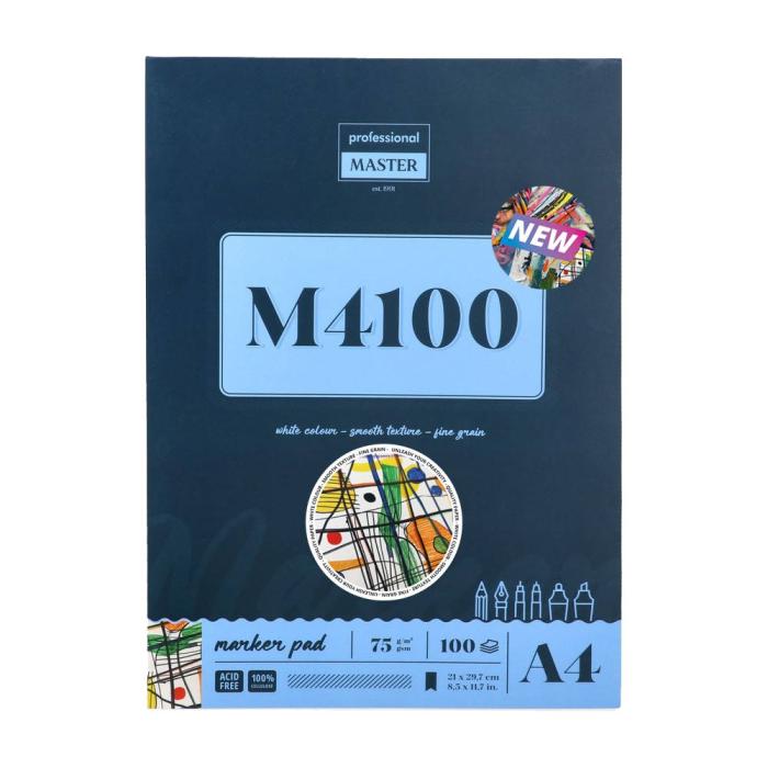 Blok risalni skicirka gladki listi A4 75 g 100 listov PROFESSIONAL MASTER M4100 617129