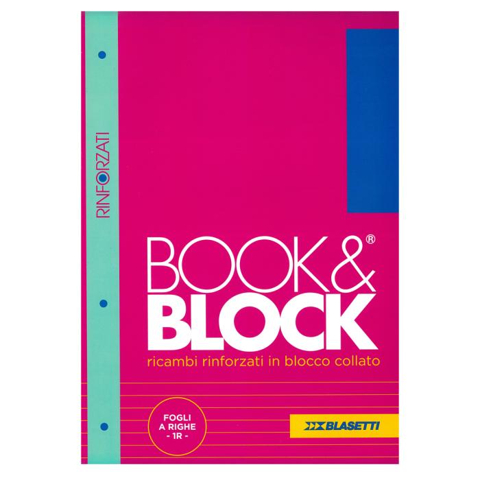 Blok vložni listi A4 ojačane luknjice črtni BLASETTI BOOK & BLOCK