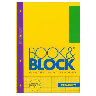 Blok vložni listi A4 ojačane luknjice mali karo 5x5 mm BLASETTI BOOK&BLOCK;