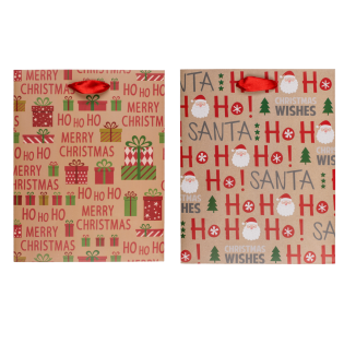 Božična novoletna darilna vrečka kraft HO HO HO MERRY CHRISTMAS