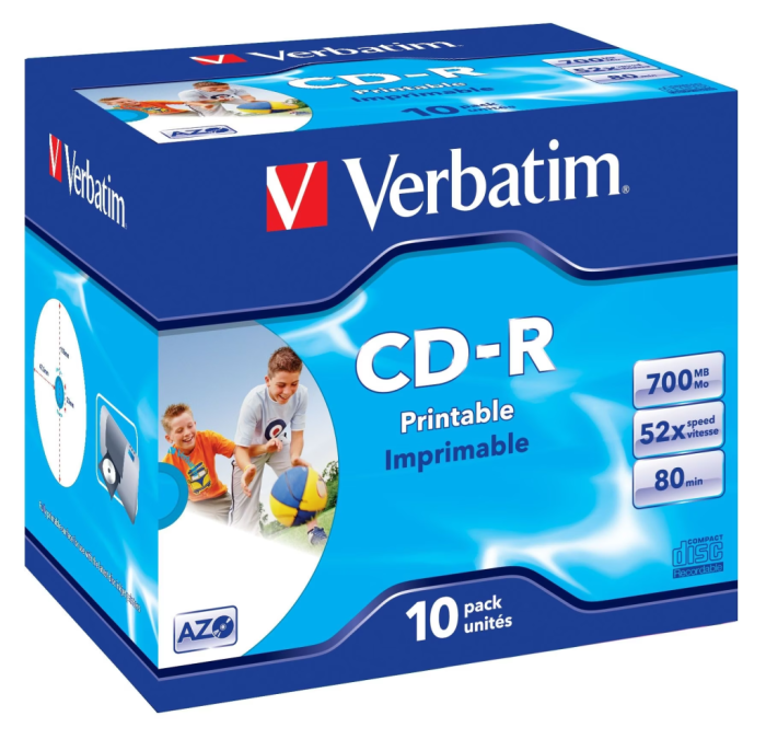 CD-R VERBATIM Printable 700MB 52X 10 v &scaron;katli