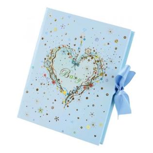 DARILNA &Scaron;KATLA BLUE HEART ROJSTVO OTROKA 11x14x2,5 cm