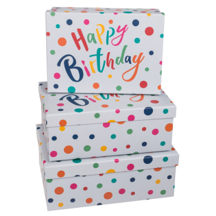 Darilna &scaron;katla z barvnimi pikami HAPPY BIROTHDAY set 3/1 101611
