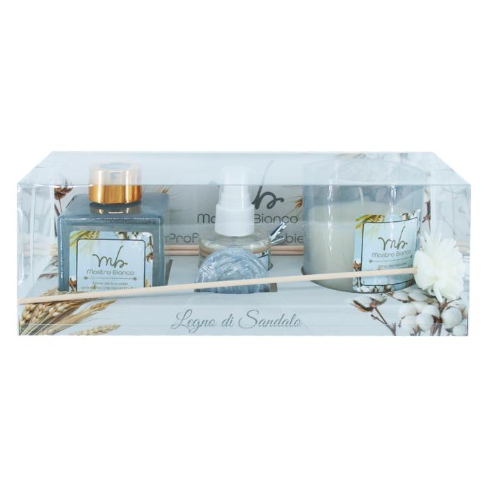 Darilni set di&scaron;av za prostor difuzor di&scaron;eča sveča parfum in milo MASTRO BIANCO SANDALOVINA 4/1