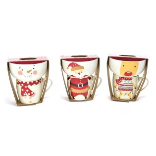 Novoletna skodelica in lonček porcelan v darilni embalaži 340 ml MHOME MIX set 2/1