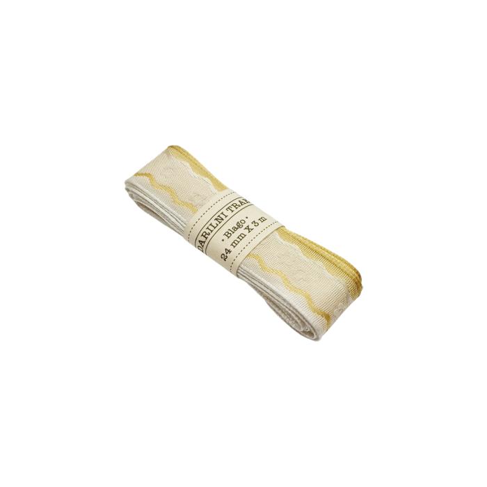 Darilni trak blago bež zlat 24mm x 3m