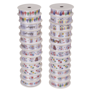 Darilni trak na kolutu rojstnodnevni 20mm x 2m HAPPY BIRTHDAY 180498