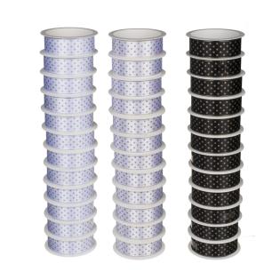 Darilni trak novoletni božični črnobel zvezdice 25 mm x 2 m 180455