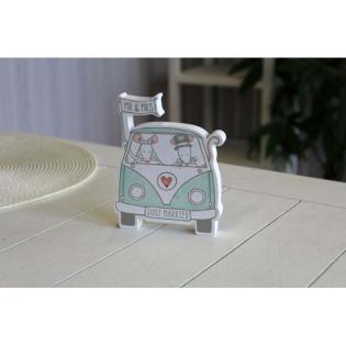 Dekoracija lesena mladoporočenca miški 12x2x15 cm 