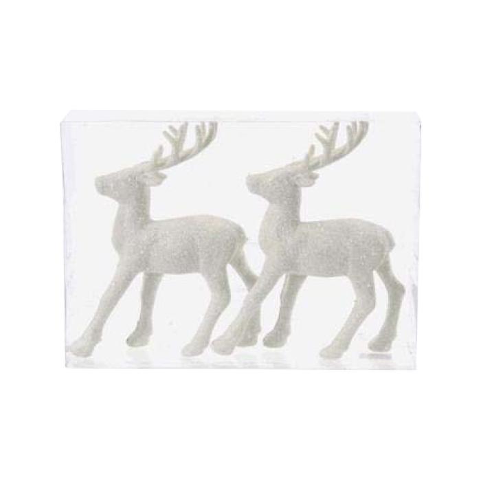 Dekoracija okrasek jelen zasnežen PVC 18 cm 62521