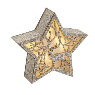 Dekoracija okrasek zvezda jelen lesen led lučke 20x5x19 cm 10056301