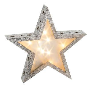 Dekoracija okrasek zvezda lesena led lučke 28x6 cm 10017667