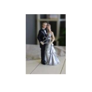 Dekoracija srebrna poroka 25 let 10x6x18 cm