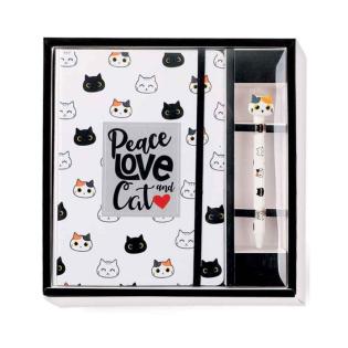 Dnevnik s kemičnim svinčnikom A5 I-TOTAL PEACE LOVE CATS MUCA XL1893 set 2/1