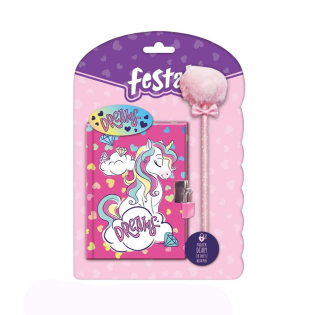 Dnevnik s ključem in kemičnim svinčnikom FESTA! UNICORN KONJ SAMOROG 716601