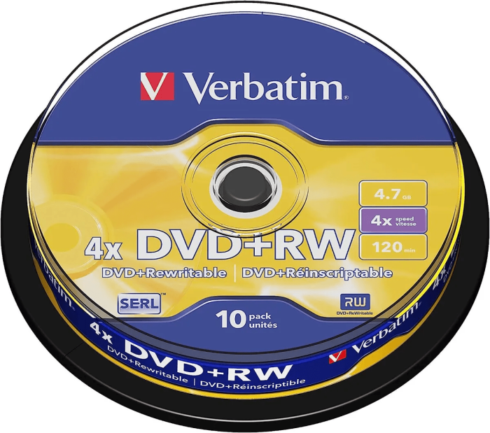 DVD+RW 4,7GB 4X 10 NA OSI VERBATIM 43488