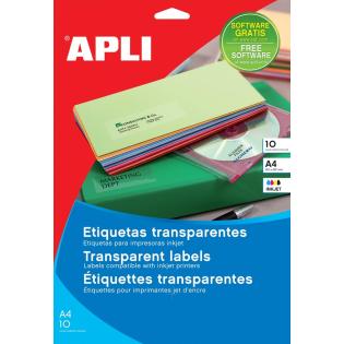 Etikete nalepke prozorne transparentne 21x29,7 cm APLI set 10/1