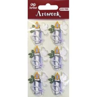 Nalepke etikete sveča in golob ARTOZ DECOR KRST BIRMA 185550-69