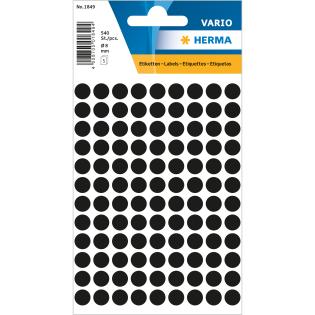Etikete nalepke krog črn 0,8 cm HERMA VARIO 540/1 1849