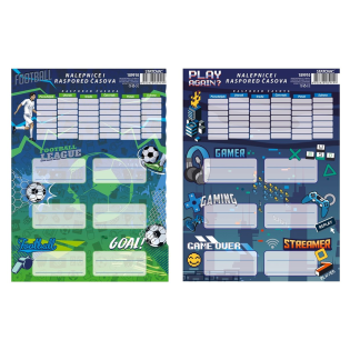 Etikete nalepke za ime z urnikom fantovske NOGOMET GAMER PLAY set 6/1 189910