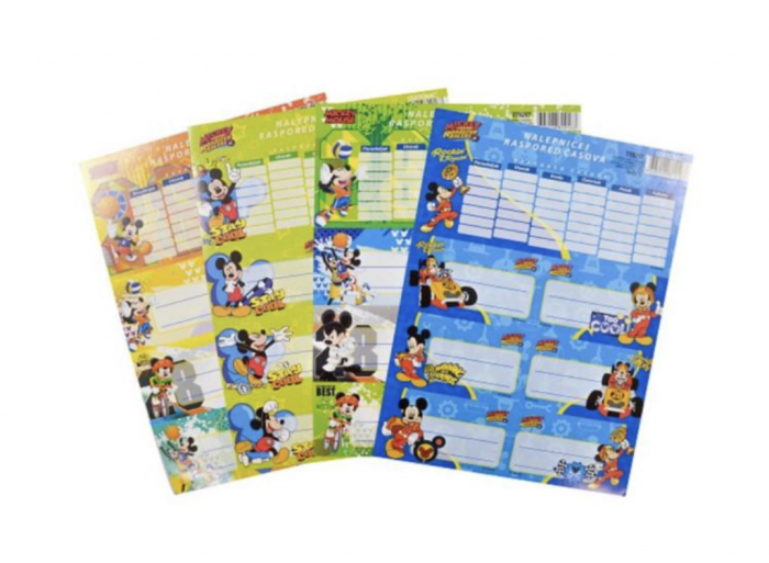 Etikete nalepke za ime z urnikom MICKEY MOUSE DISNEY set 6/1